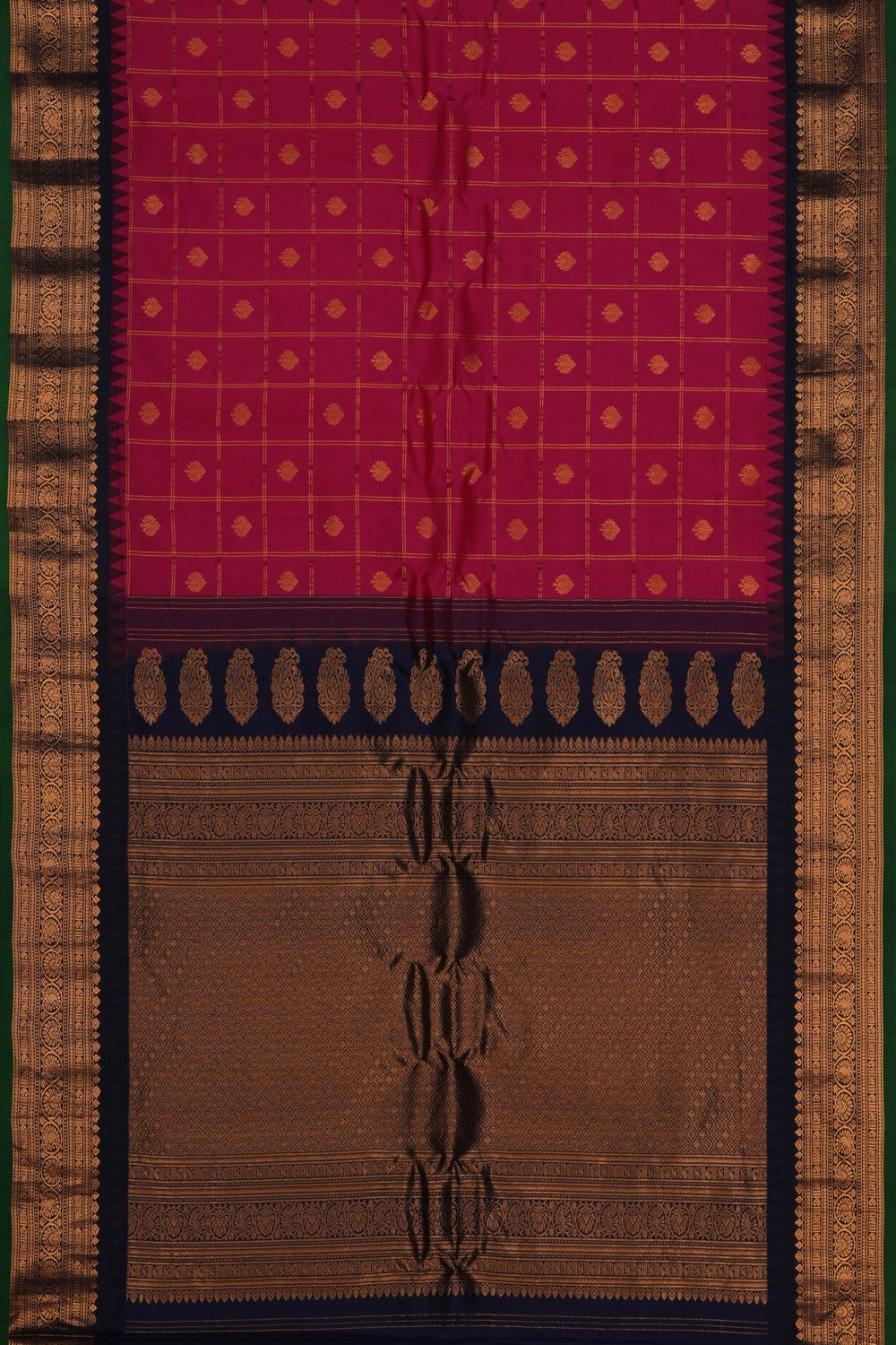 Image of Gadwal Silk Kattam Pink Saree